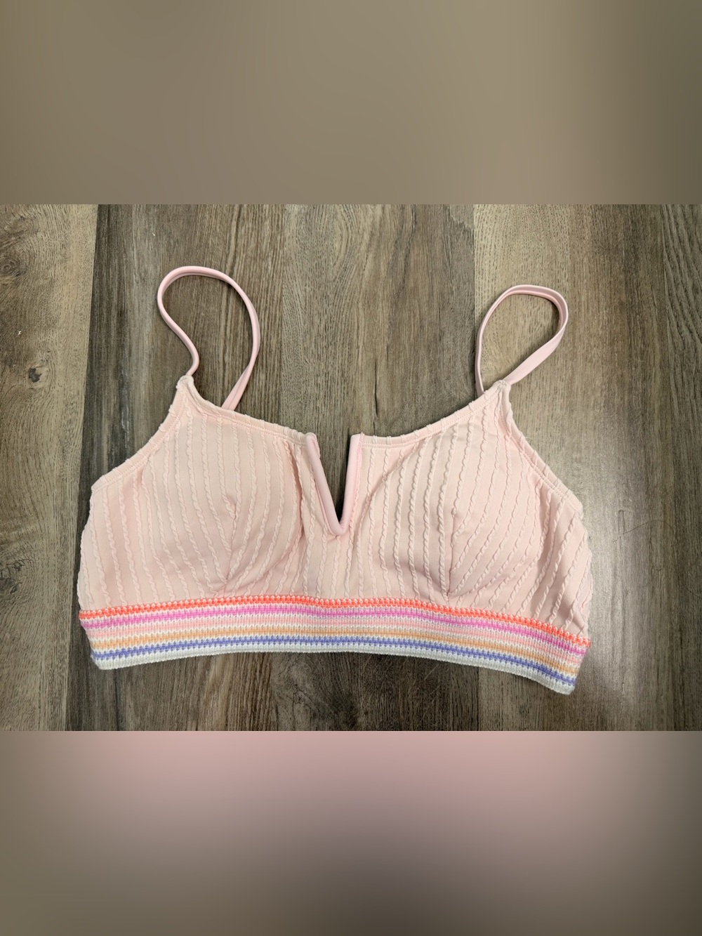 Cupshe Pink & Lavender Ribbed V-Notch Two-Piece Bikini - Picture 4 of 6